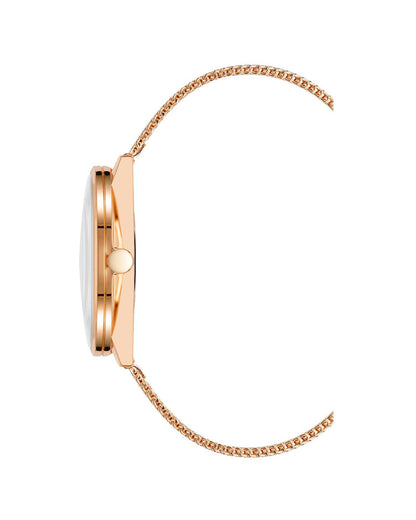 Rose Gold Stainless Steel Mesh Bangle Watch One Size Women-Women&