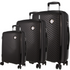 Pierre Cardin Inspired Milleni Hardshell 3-Piece Luggage Bag Set Travel Suitcase - Black-Home & Garden > Travel-PEROZ Accessories