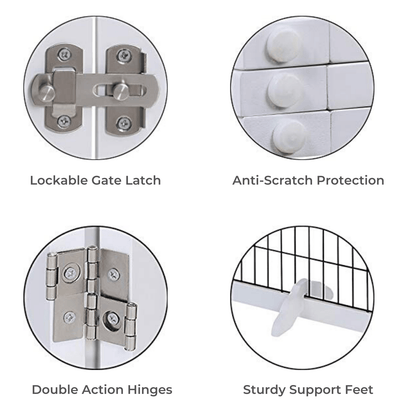 Wooden Dog Pen and Six Panel Pet Gate, White-Pet Care &gt; Dog Supplies-PEROZ Accessories