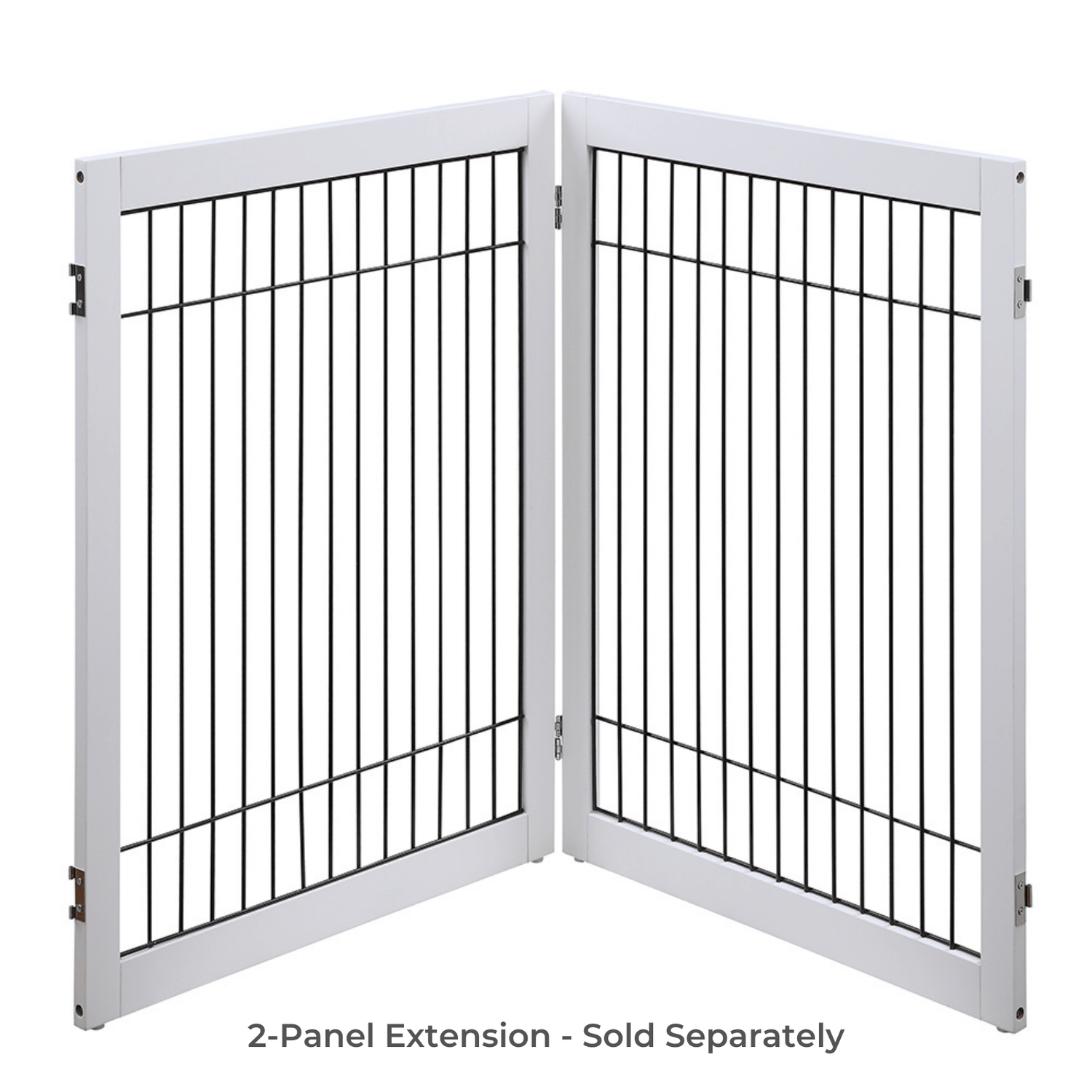 Wooden Dog Pen and Six Panel Pet Gate, White-Pet Care &gt; Dog Supplies-PEROZ Accessories