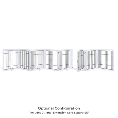 Wooden Dog Pen and Six Panel Pet Gate, White-Pet Care &gt; Dog Supplies-PEROZ Accessories