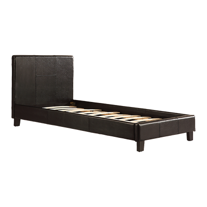 Single PU Leather Bed Frame Black-Furniture &gt; Bedroom-PEROZ Accessories