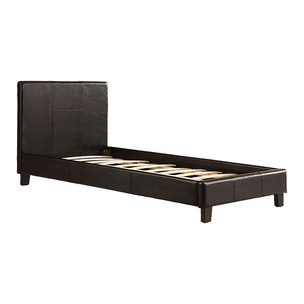 Single PU Leather Bed Frame Black-Furniture &gt; Bedroom-PEROZ Accessories