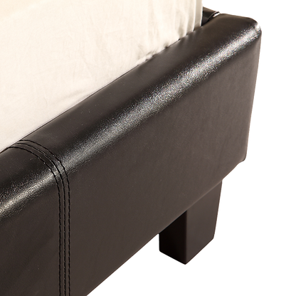 Single PU Leather Bed Frame Black-Furniture &gt; Bedroom-PEROZ Accessories