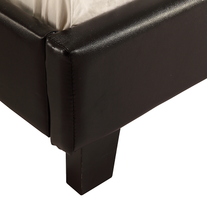 Single PU Leather Bed Frame Black-Furniture &gt; Bedroom-PEROZ Accessories