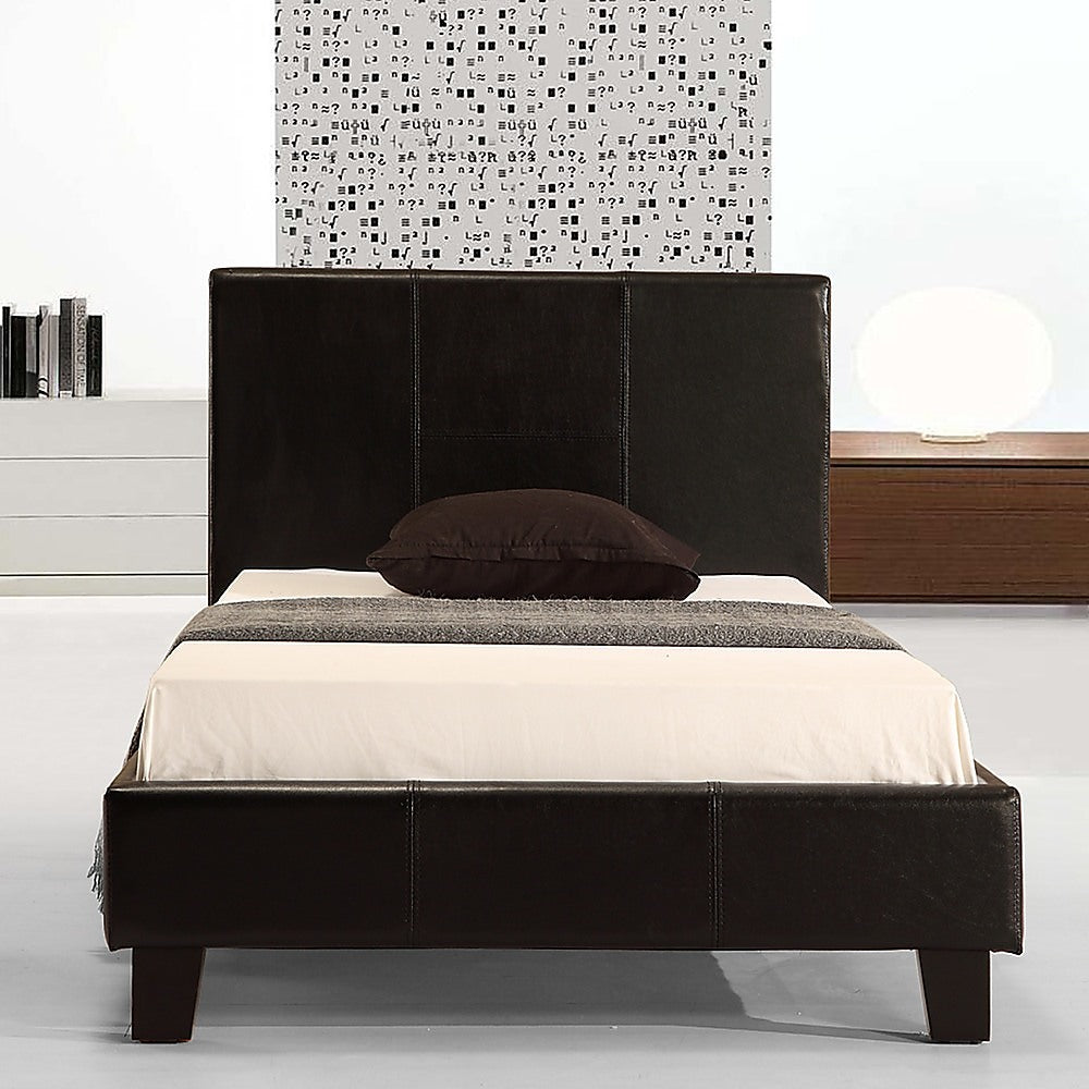 Single PU Leather Bed Frame Black-Furniture &gt; Bedroom-PEROZ Accessories