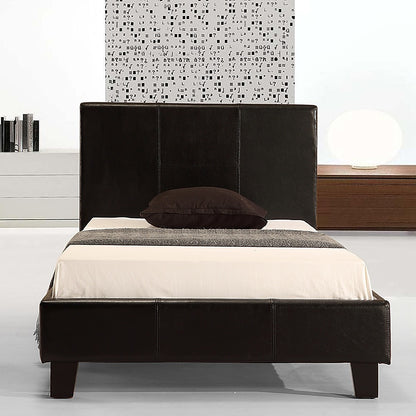 Single PU Leather Bed Frame Black-Furniture &gt; Bedroom-PEROZ Accessories