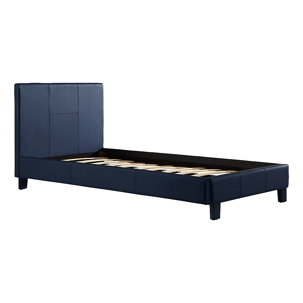 Single PU Leather Bed Frame Blue-Bed Frames-PEROZ Accessories