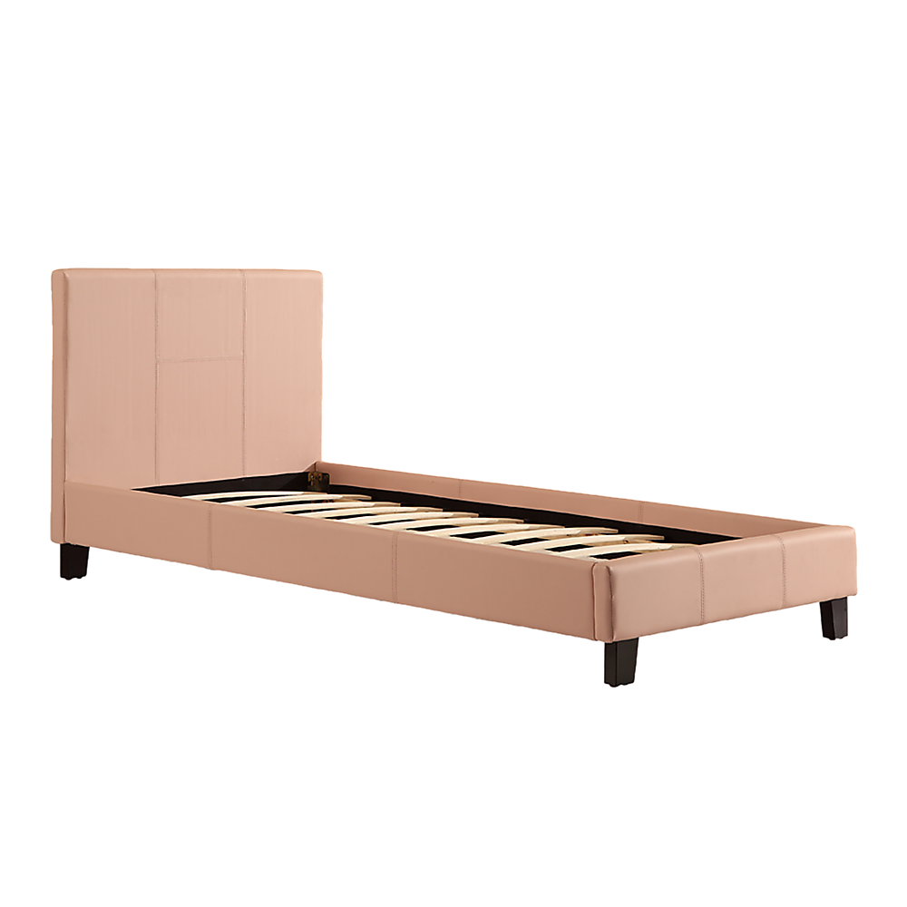 Single PU Leather Bed Frame Pink-Bed Frames-PEROZ Accessories