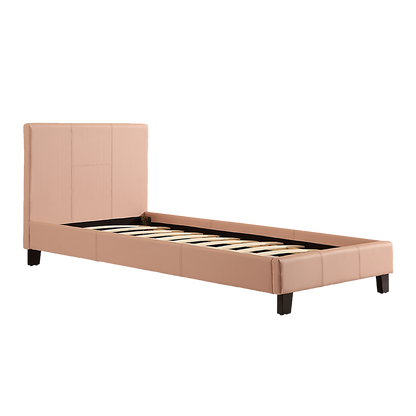 Single PU Leather Bed Frame Pink-Bed Frames-PEROZ Accessories