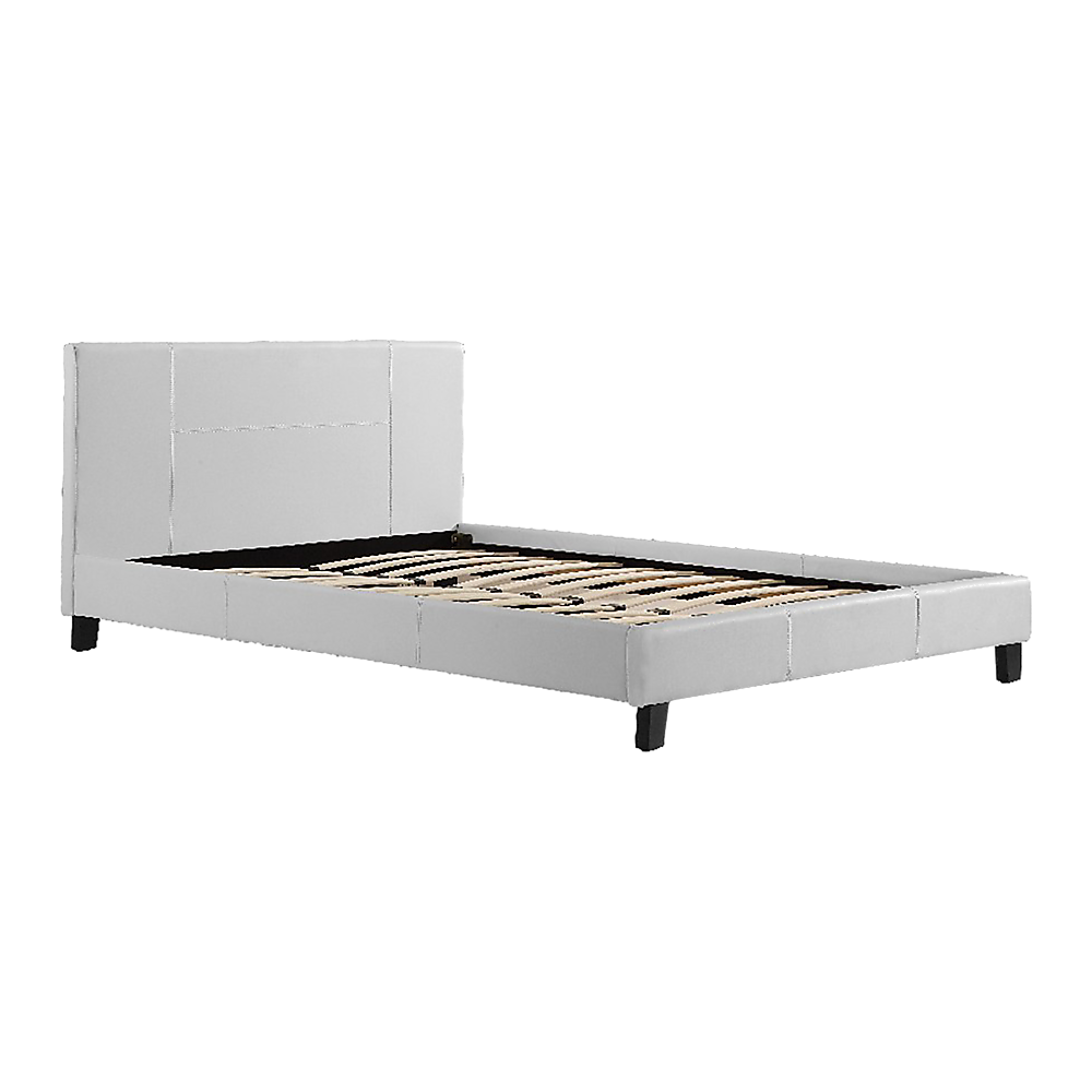 Double PU Leather Bed Frame White-Bed Frames-PEROZ Accessories