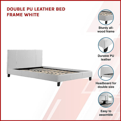 Double PU Leather Bed Frame White-Bed Frames-PEROZ Accessories