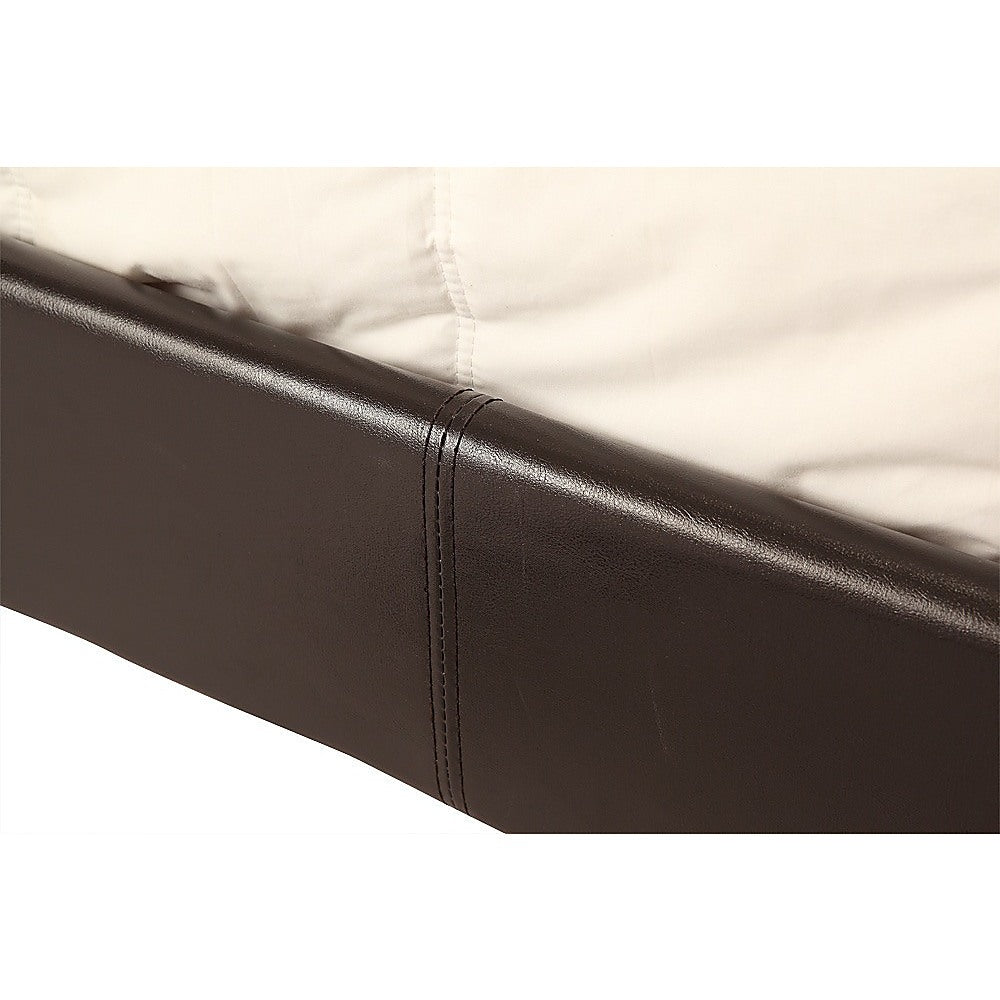 Double PU Leather Bed Frame Brown-Furniture &gt; Bedroom-PEROZ Accessories