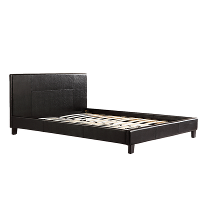 Double PU Leather Bed Frame Black-Furniture &gt; Bedroom-PEROZ Accessories