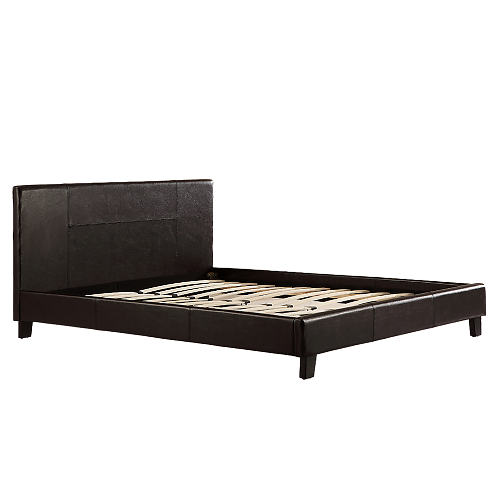 Queen PU Leather Bed Frame Brown-Bed Frames-PEROZ Accessories