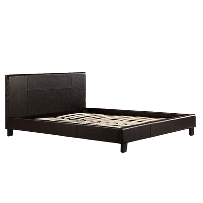 Queen PU Leather Bed Frame Brown-Bed Frames-PEROZ Accessories