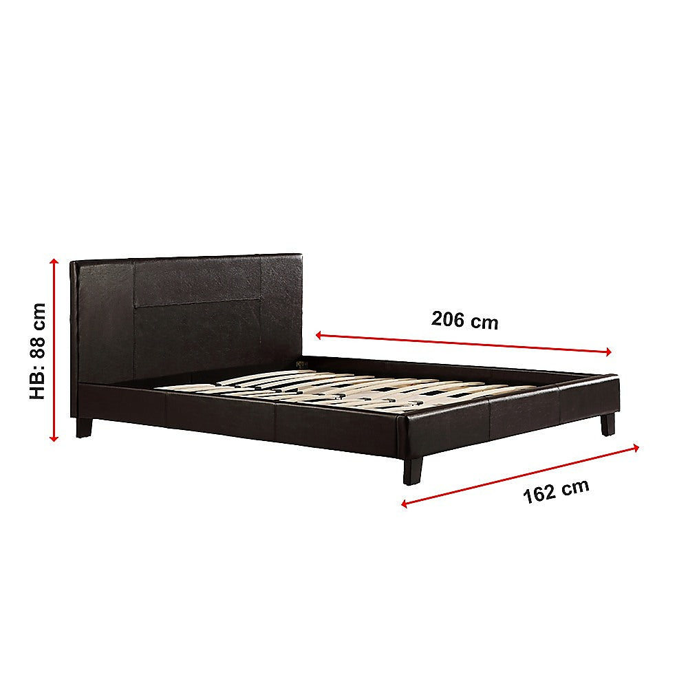 Queen PU Leather Bed Frame Brown-Bed Frames-PEROZ Accessories