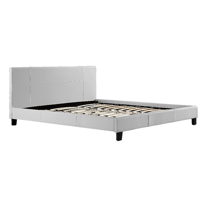 King PU Leather Bed Frame White-Bed Frames-PEROZ Accessories