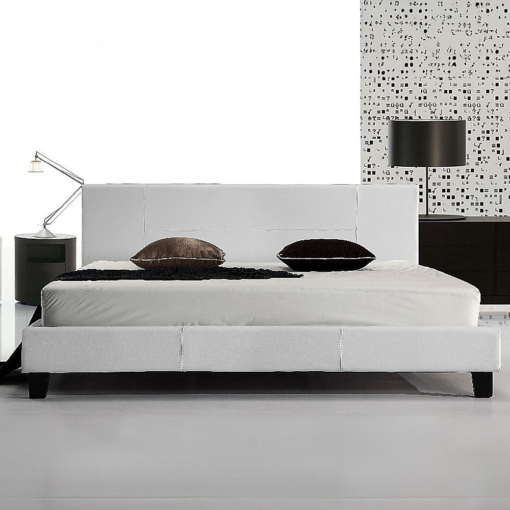 King PU Leather Bed Frame White-Bed Frames-PEROZ Accessories