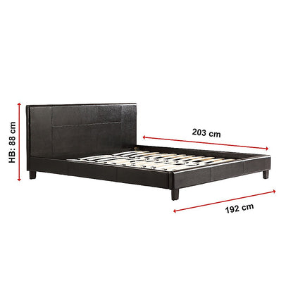 King PU Leather Bed Frame Brown-Furniture &gt; Bedroom-PEROZ Accessories