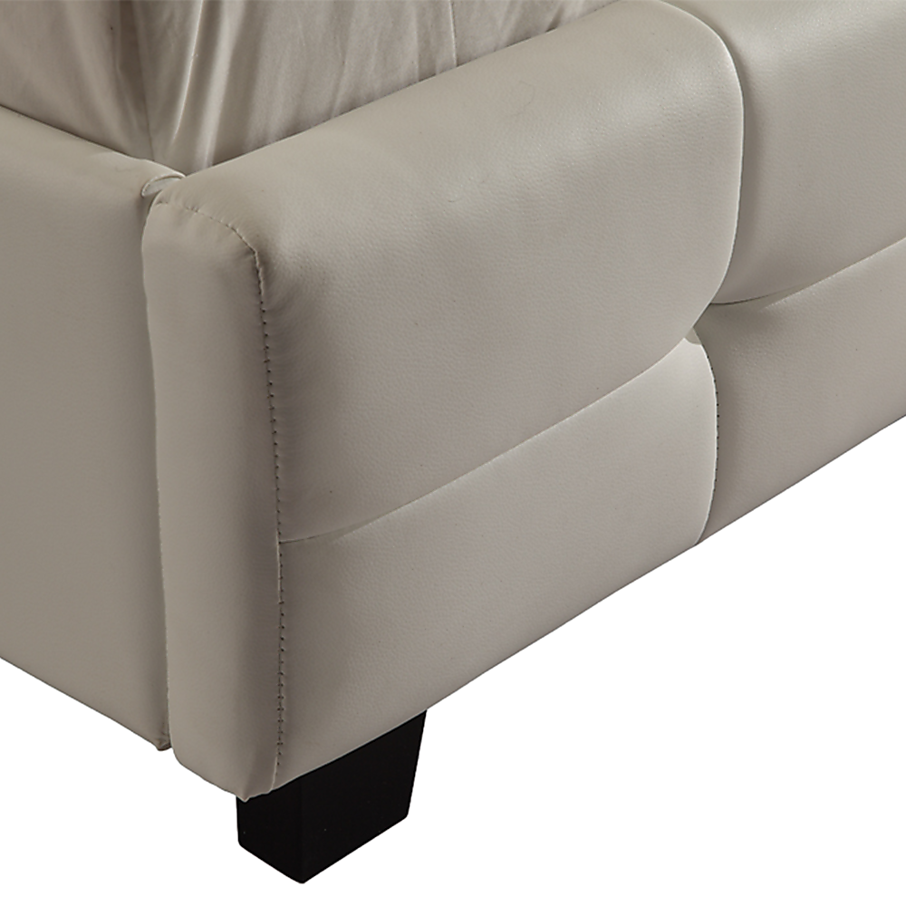 Double PU Leather Deluxe Bed Frame White-Furniture &gt; Bedroom-PEROZ Accessories