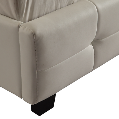Double PU Leather Deluxe Bed Frame White-Furniture &gt; Bedroom-PEROZ Accessories