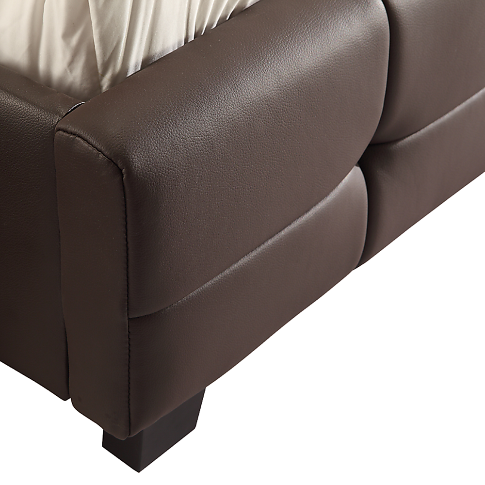 Double PU Leather Deluxe Bed Frame Brown-Bed Frames-PEROZ Accessories