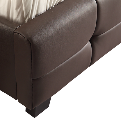 Double PU Leather Deluxe Bed Frame Brown-Bed Frames-PEROZ Accessories