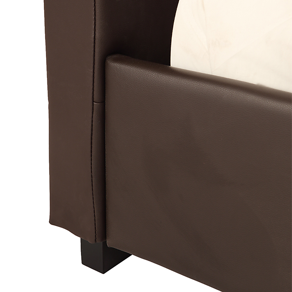 Double PU Leather Deluxe Bed Frame Brown-Bed Frames-PEROZ Accessories