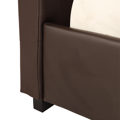 Double PU Leather Deluxe Bed Frame Brown-Bed Frames-PEROZ Accessories