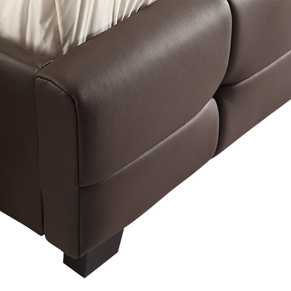 Queen PU Leather Deluxe Bed Frame Brown-Furniture &gt; Bedroom-PEROZ Accessories