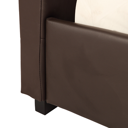 Queen PU Leather Deluxe Bed Frame Brown-Furniture &gt; Bedroom-PEROZ Accessories