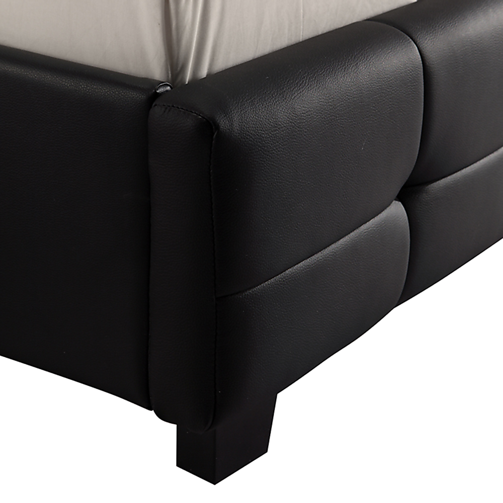 Queen PU Leather Deluxe Bed Frame Black-Furniture &gt; Bedroom-PEROZ Accessories