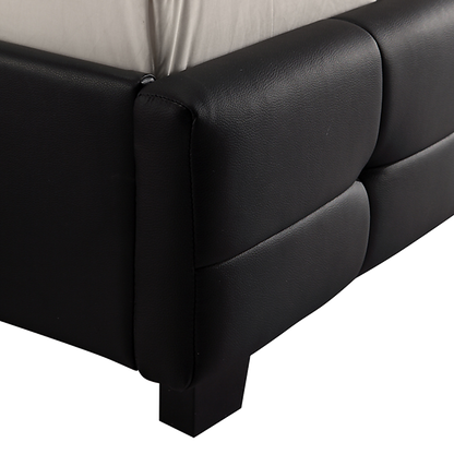 Queen PU Leather Deluxe Bed Frame Black-Furniture &gt; Bedroom-PEROZ Accessories
