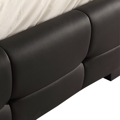 Queen PU Leather Deluxe Bed Frame Black-Furniture &gt; Bedroom-PEROZ Accessories