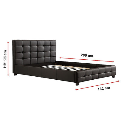 Queen PU Leather Deluxe Bed Frame Black-Furniture &gt; Bedroom-PEROZ Accessories