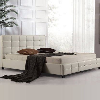 King PU Leather Deluxe Bed Frame White-Bed Frames-PEROZ Accessories
