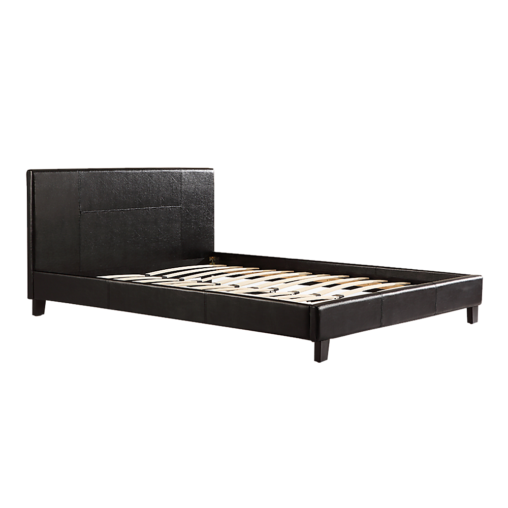 Queen PU Leather Bed Frame Black-Bed Frames-PEROZ Accessories