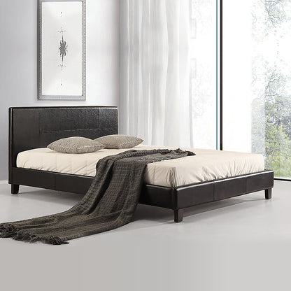 Queen PU Leather Bed Frame Black-Bed Frames-PEROZ Accessories