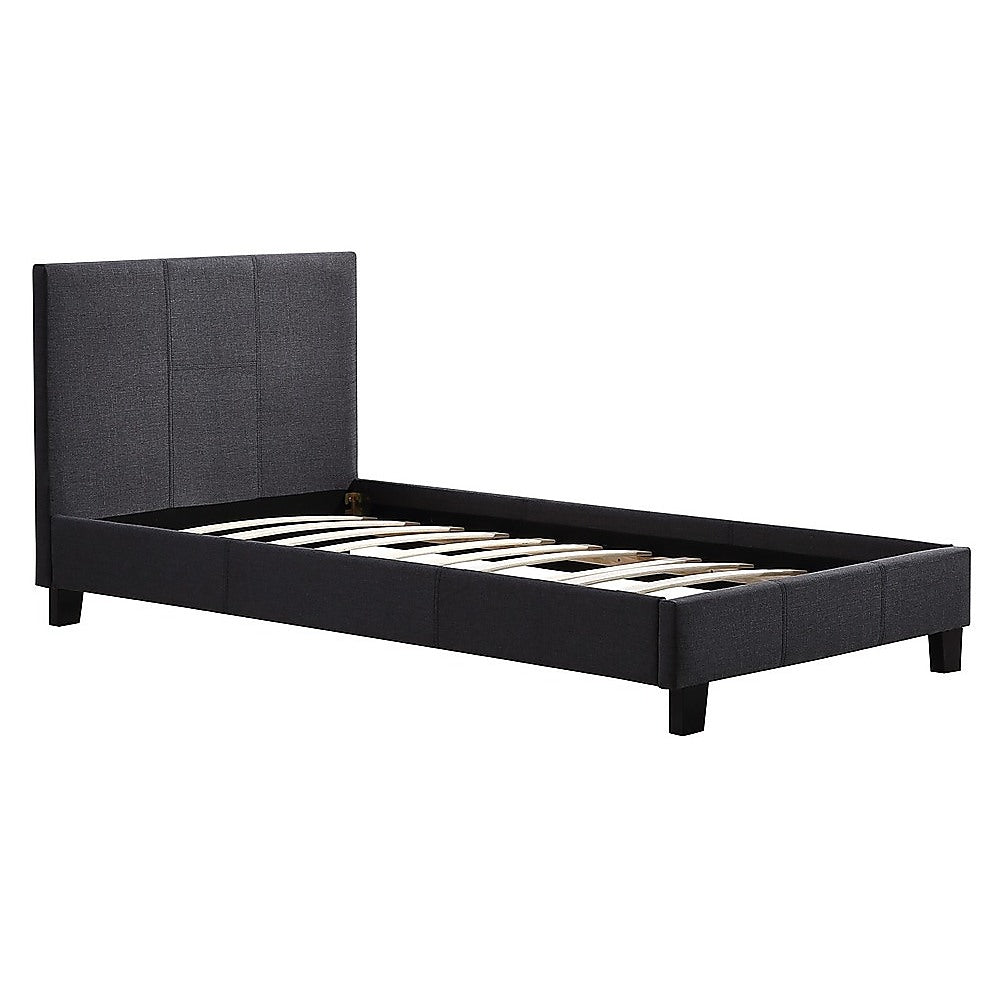 Single Linen Fabric Bed Frame Grey-Furniture &gt; Bedroom-PEROZ Accessories