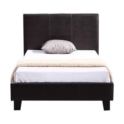Single PU Leather Bed Frame Brown-Furniture &gt; Bedroom-PEROZ Accessories