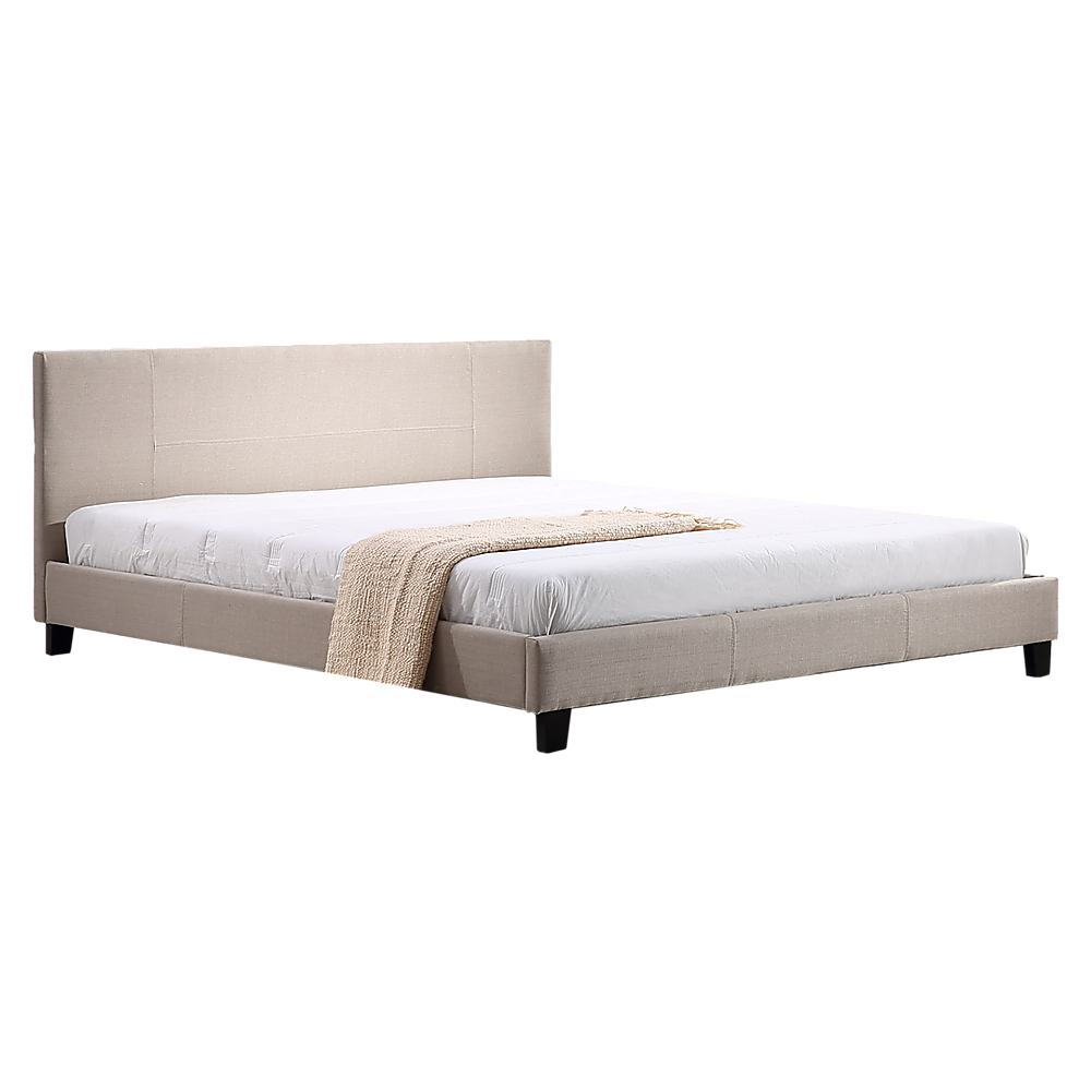 King Linen Fabric Bed Frame Beige-Furniture &gt; Bedroom-PEROZ Accessories