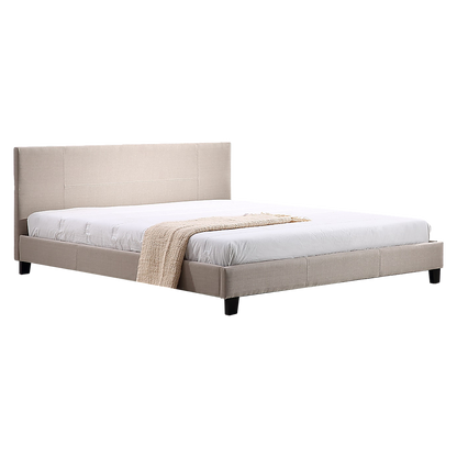 King Linen Fabric Bed Frame Beige-Furniture &gt; Bedroom-PEROZ Accessories
