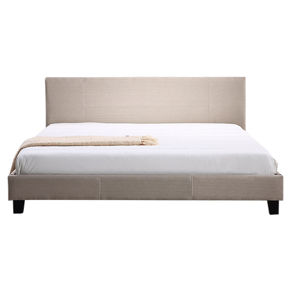 King Linen Fabric Bed Frame Beige-Furniture &gt; Bedroom-PEROZ Accessories