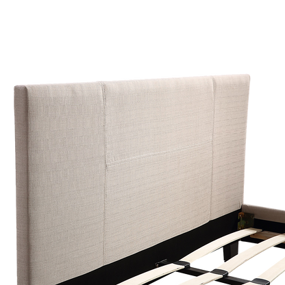 Double Linen Fabric Bed Frame Beige-Furniture &gt; Bedroom-PEROZ Accessories