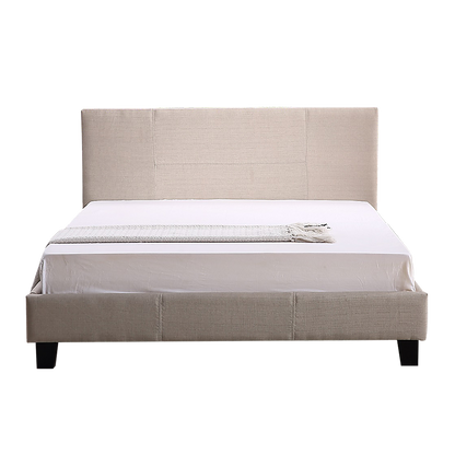 Double Linen Fabric Bed Frame Beige-Furniture &gt; Bedroom-PEROZ Accessories