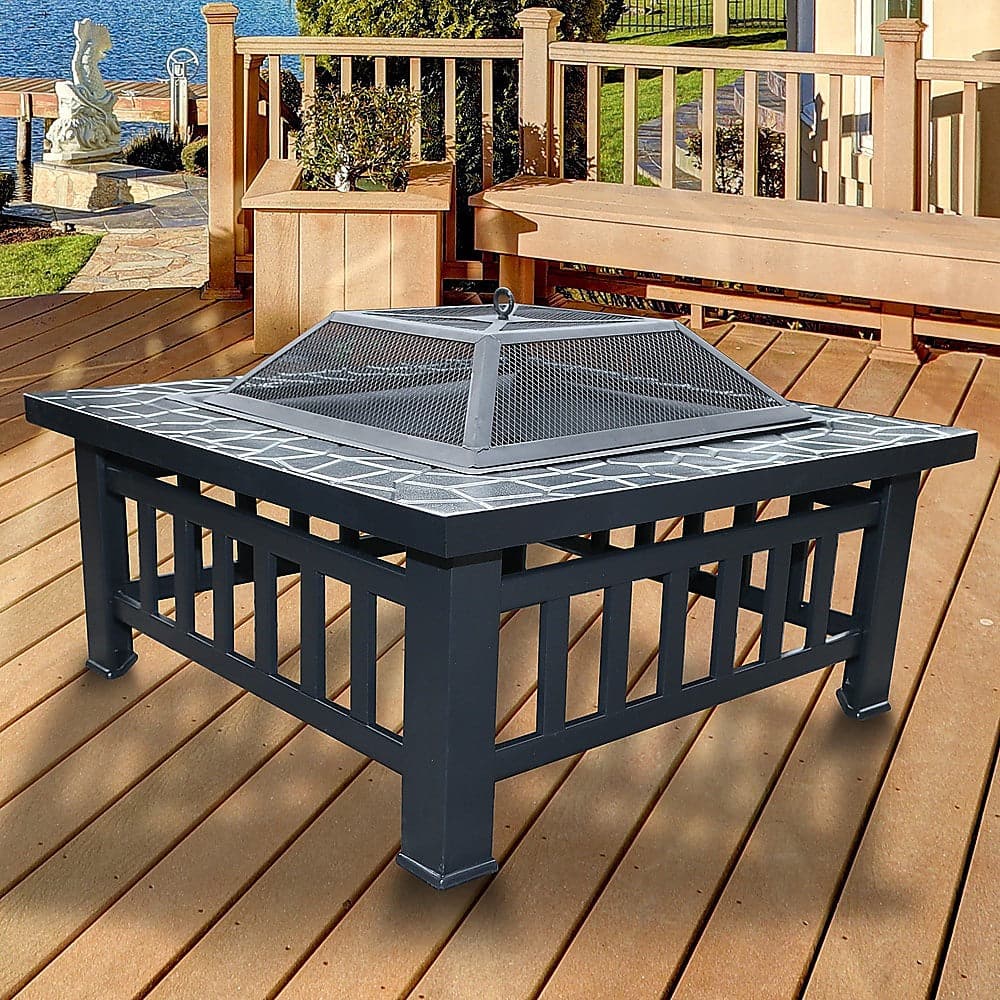 18&quot; Square Metal Fire Pit Outdoor Heater-Fire Pits-PEROZ Accessories