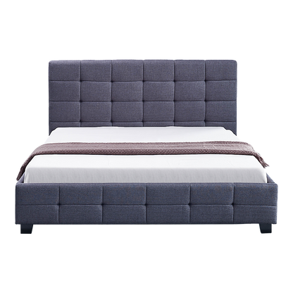 Linen Fabric Double Deluxe Bed Frame Grey-Furniture &gt; Bedroom-PEROZ Accessories