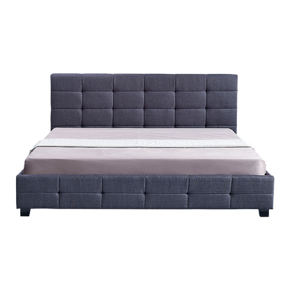 Linen Fabric King Deluxe Bed Frame Grey-Furniture &gt; Bedroom-PEROZ Accessories
