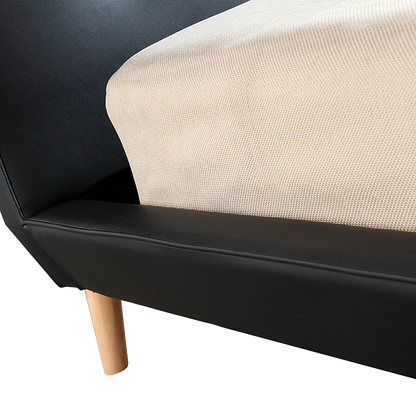 Queen PU Leather Deluxe Bed Frame Black-Furniture &gt; Bedroom-PEROZ Accessories